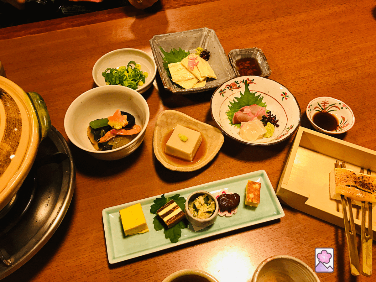Kyoto Kaiseki lunch served on a wooden table