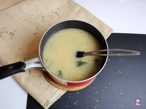 Miso soup simmering