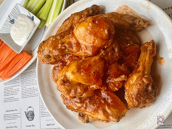 A heaping plate of delicious Buffalo Chicken Wings