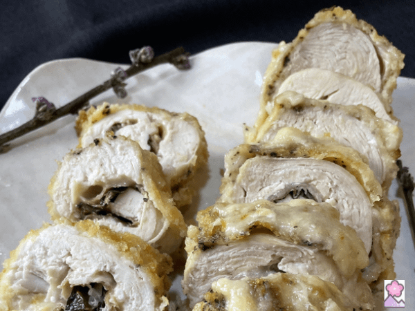 Closeup of Japanese style chicken Rollups