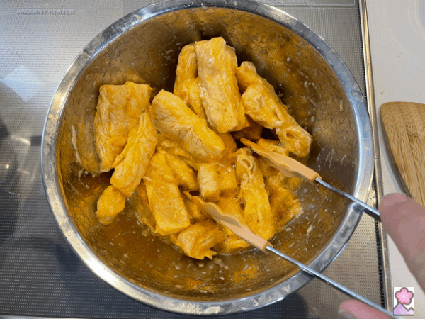 The fu softening in egg batter