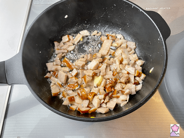 Bacon and Garlic sautéed In a pan