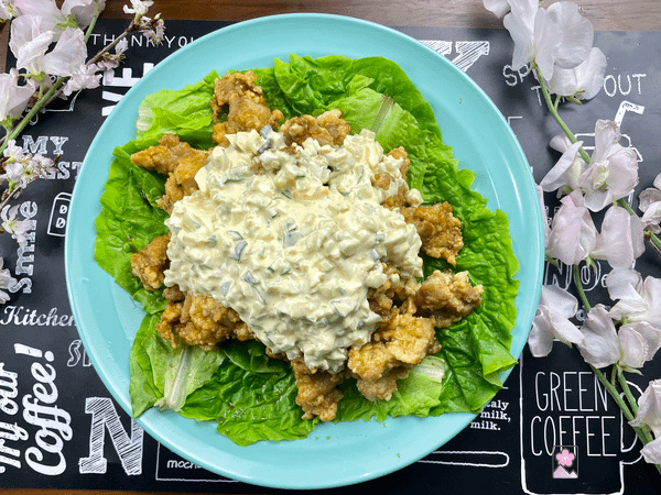 Nanban Chicken over a bed of lettuce