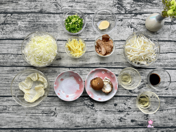 Steamed Tofu Skin Roll Ingredients on a tablecloth