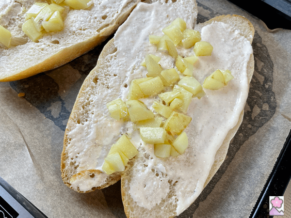 Mentaiko Potato Bread with potatoes spooned on