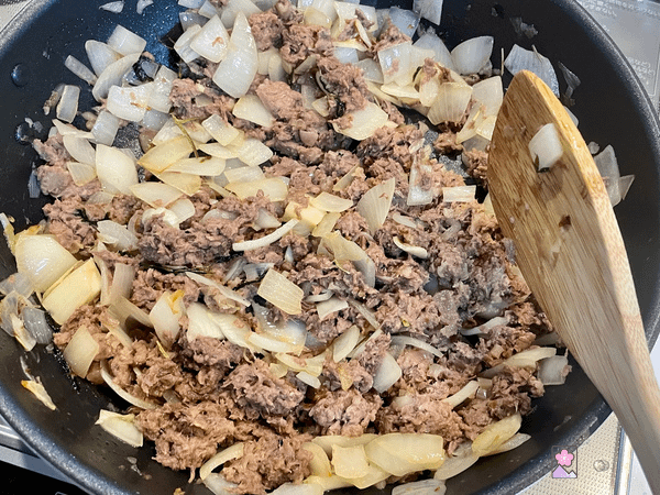 Terrine filling in a skillet