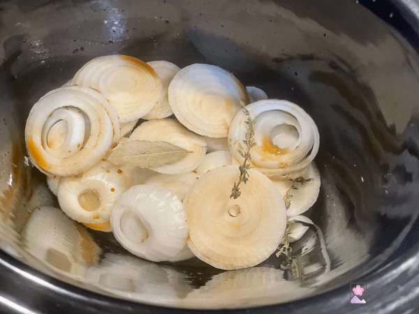 Onions on the bottom of the crockpot