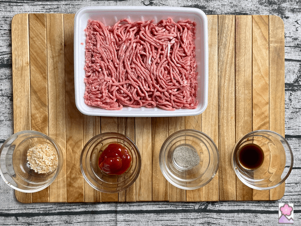 Loco Moco Meat Patty Ingredient Board