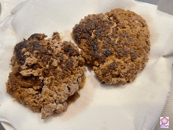 Two Meat Patties on an absorbent grease towel