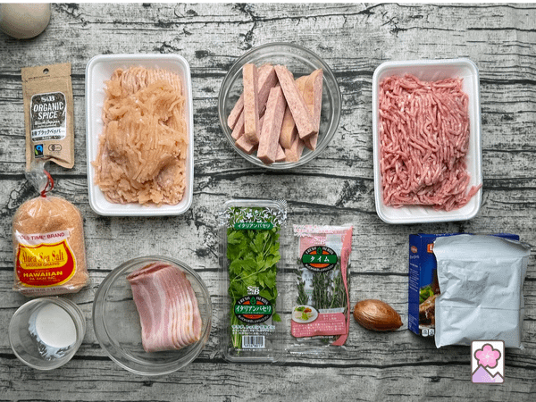 Slow Cooker Chicken and Pork Terrine ingredient board