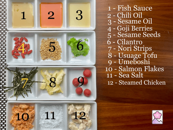 Okayu toppings