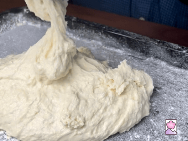 Transferring dough before kneading