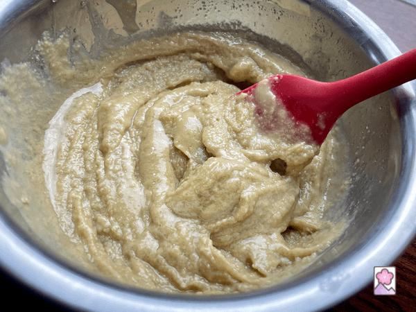 Tahini, sugar, mirin and salt mixed well