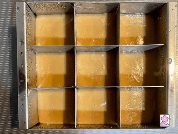 Thickened peanut mixture In a mold.