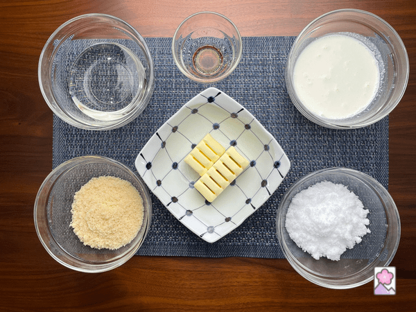 Soft caramel ingredients