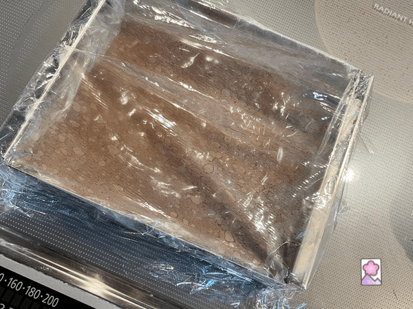 Sweet warabimochi covered with plastic wrap for refrigeration