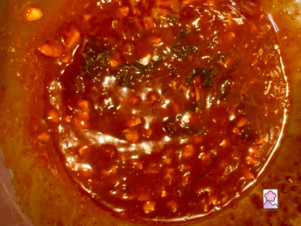 Kimchi paste after mixing in a bowl