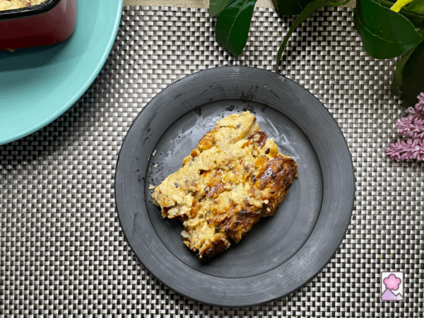 A slice of Leftover Turkey and Stuffing Loaf