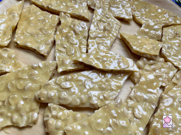 Cooled brittle is broken into pieces