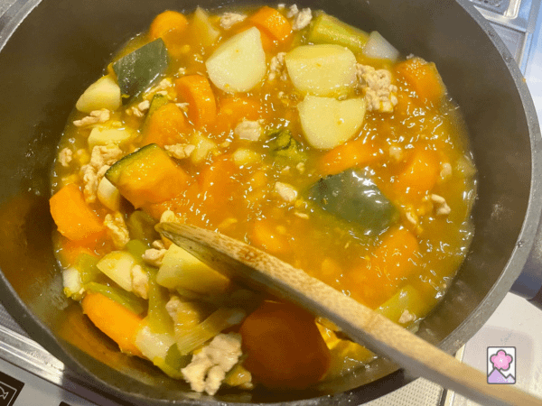 Kabocha Stew thickened after boiling.