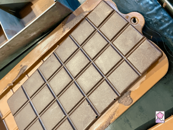 A homemade milk chocolate bar removed from a silicon mould