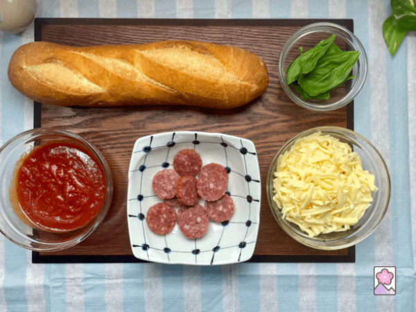 Ingredients for Pizza Bread on a Board