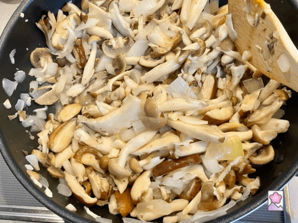 Browning the Mushrooms in a large skillet