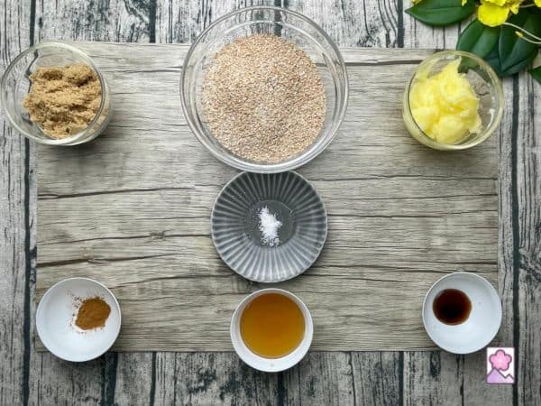 Ingredient board for Graham cracker cookies
