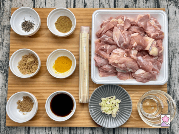 Thai chicken satay ingredient board