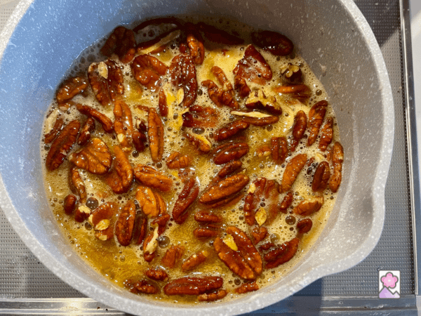 Pecan Pie Filling in a sauce-an