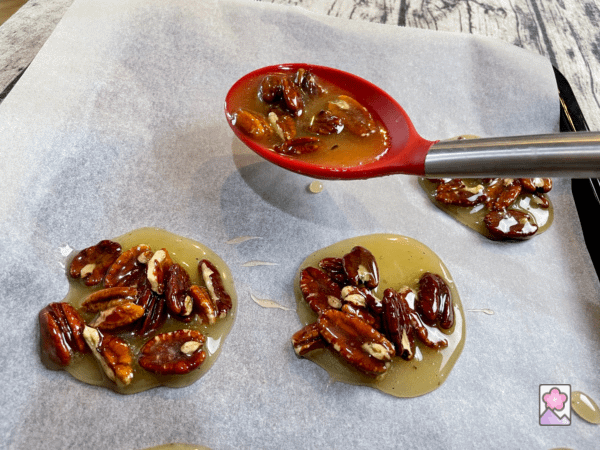 Dropping the chews on to parchment paper
