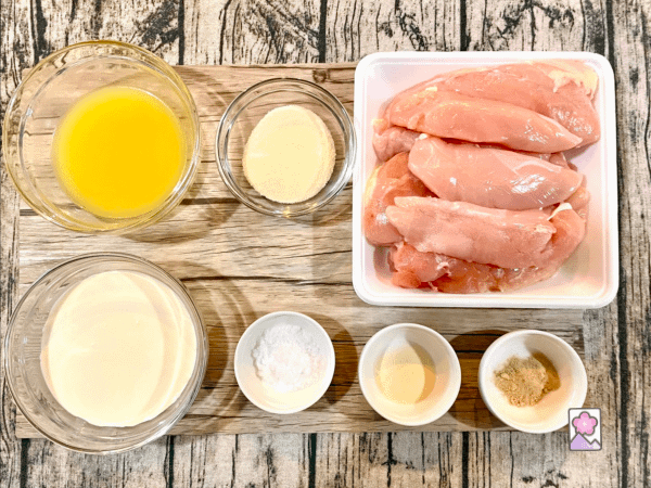 Old Fashioned Chicken Roll ingredient board