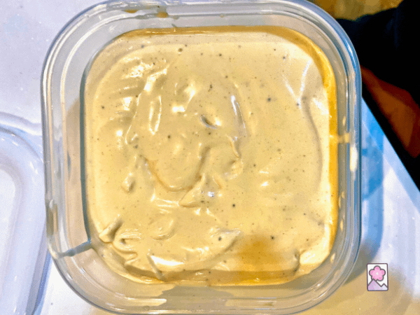 A batch of caramel ice cream after churning