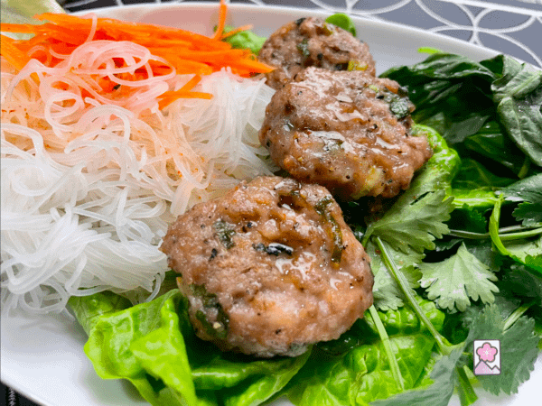 Vietnamese Meatballs served with vermicelli, lettuce, carrots and herbs. Absolutely lovely.