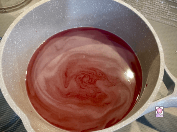Sakura Gelatin warmed in a saucepan to melt the sugar