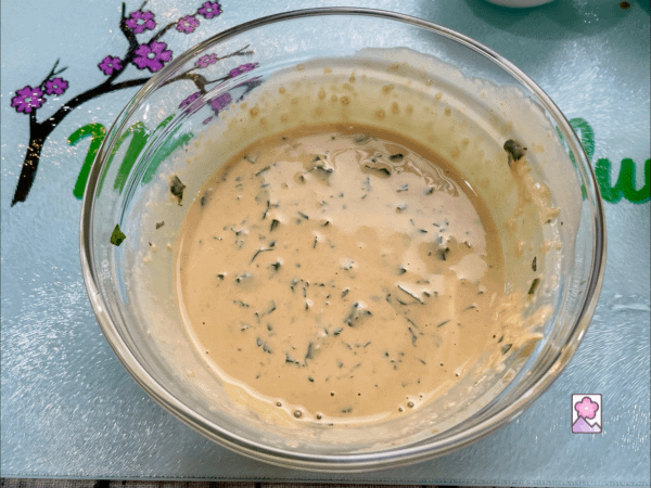 Mentaiko Dressing in a glass bowl