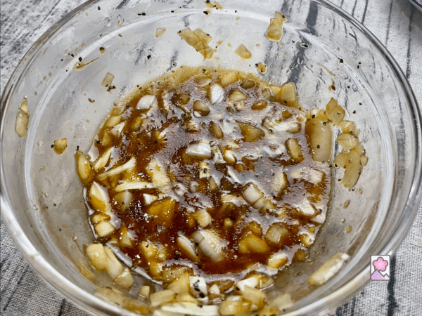 Onion Vinaigrette in a glass bowl