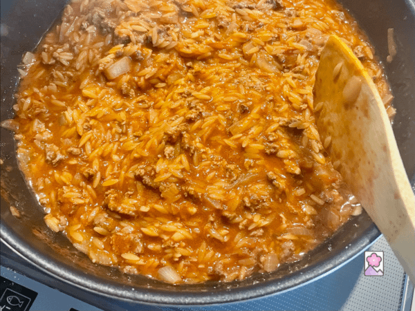 While immersing, the orzo absorbed the sauce
