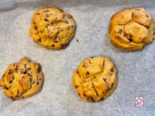 Cookies hot from the oven on parchment paper