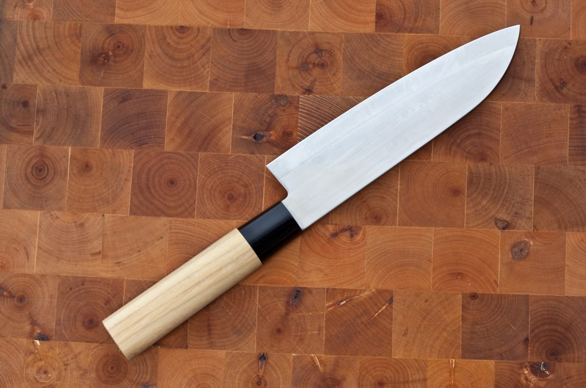 The santoku is a type of Japanese knife with a flat blade - so it's used for chopping