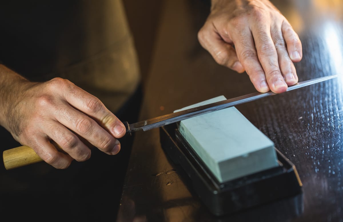 A whetstone is the right tool to sharpen your single-beveled Japanese cooking knives