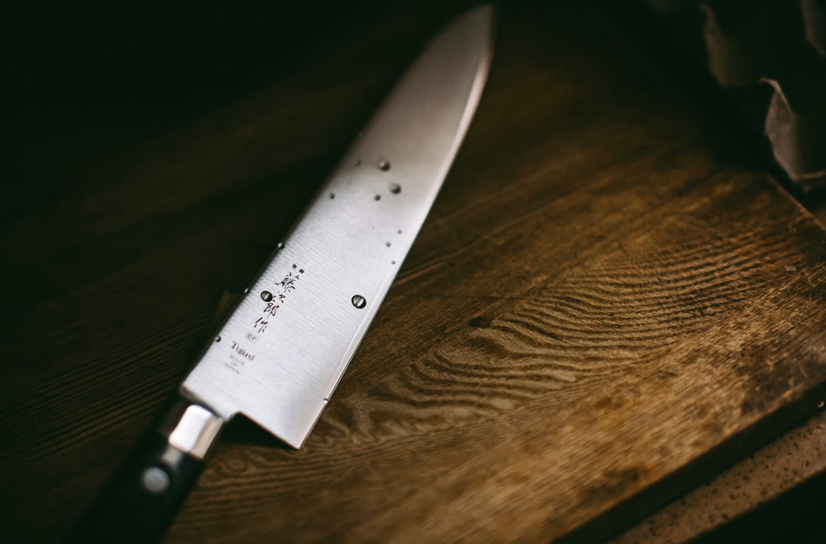A "Made in Japan" white steel knife