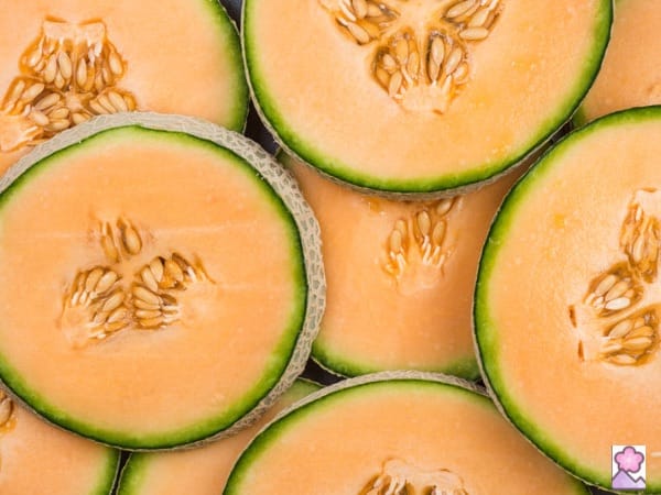 Melons cut in half and grouped together