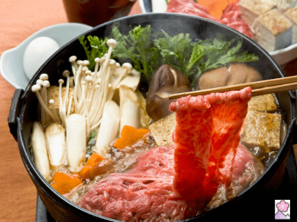 Flavors of Tohoku -Yonezawa Beef Sukiyaki in an iron pot