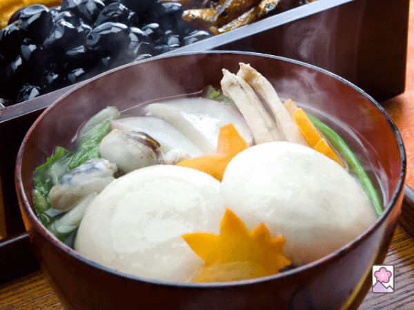 Kyoto Ozoni soup with rice cakes