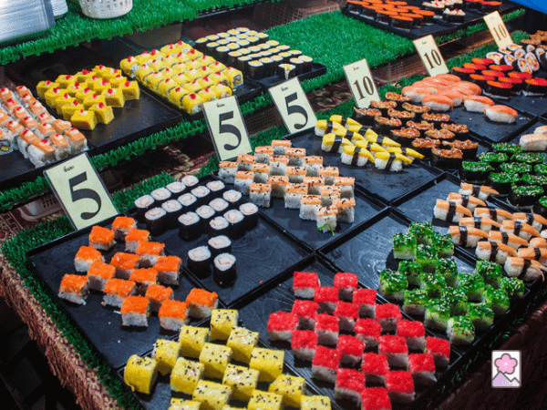 Sushi for sale at the fish market