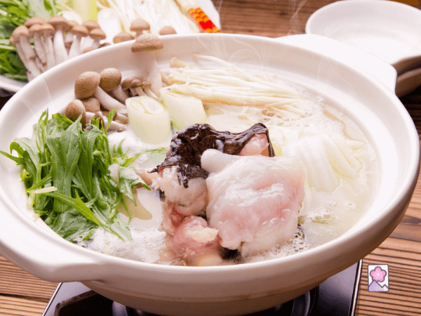 Ankou Nabe- Anglerfish hotpot in a clay bowl