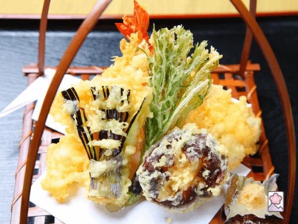Tempura served in a basket