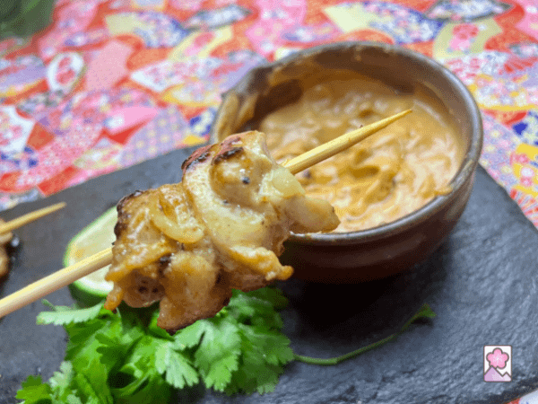 Yummy chicken satay with peanut sauce