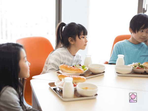 Lunchtime in Japanese school